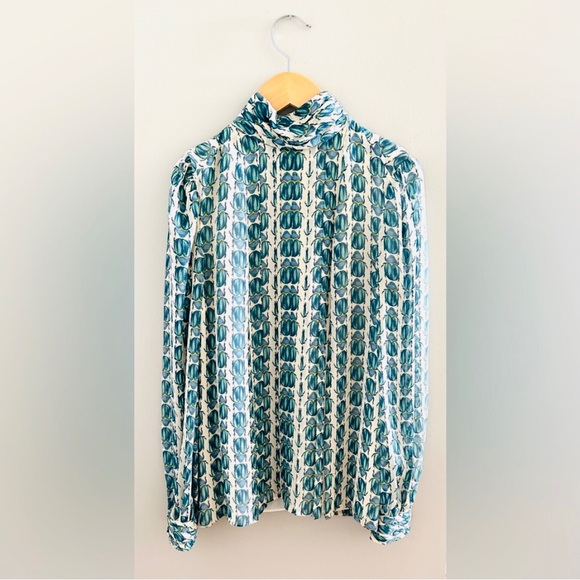 ❤️ TORY BURCH ❤️ COLLECTION SUPER RARE SCARAB BEETLES ELEGANT SILK BLOUSE (NWOT) - Picture 5 of 12